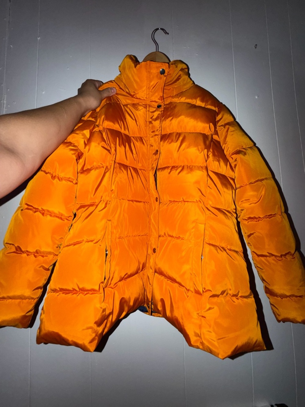 Women Tommy Hilfiger Bright Orange Quilted Puffer Jacket